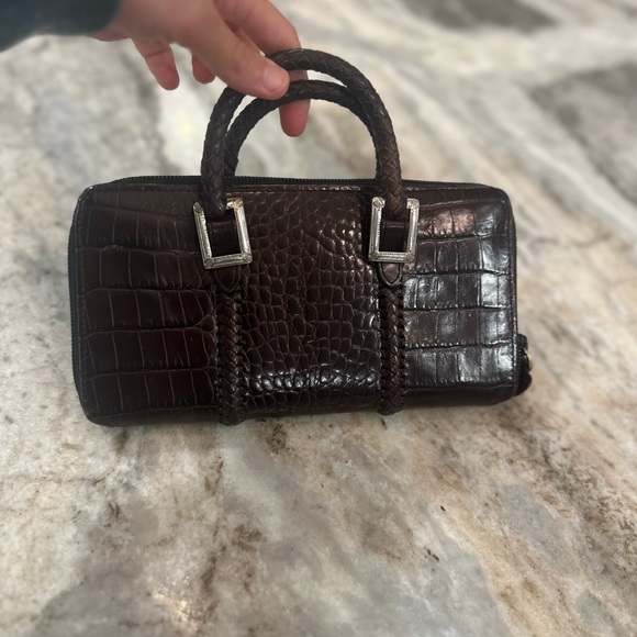 Adorable little Brighton purse/ organizer in deep chocolate embossed leather - Picture 4 of 8